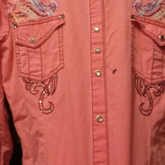 Wrangler Rock Shirt Ink W Beautifully Embellished W Embroidery And Beads. - Picture 4 of 9
